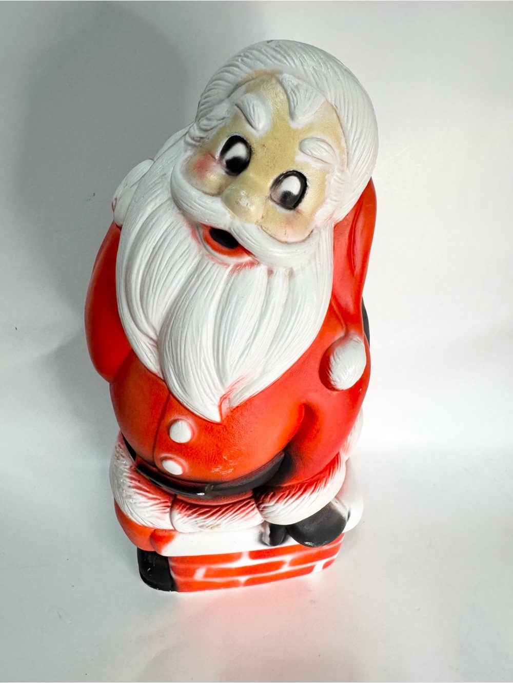 Vintage Blow Mold Santa Chimney 14" Tabletop Christmas Light Up No Cord No Brand